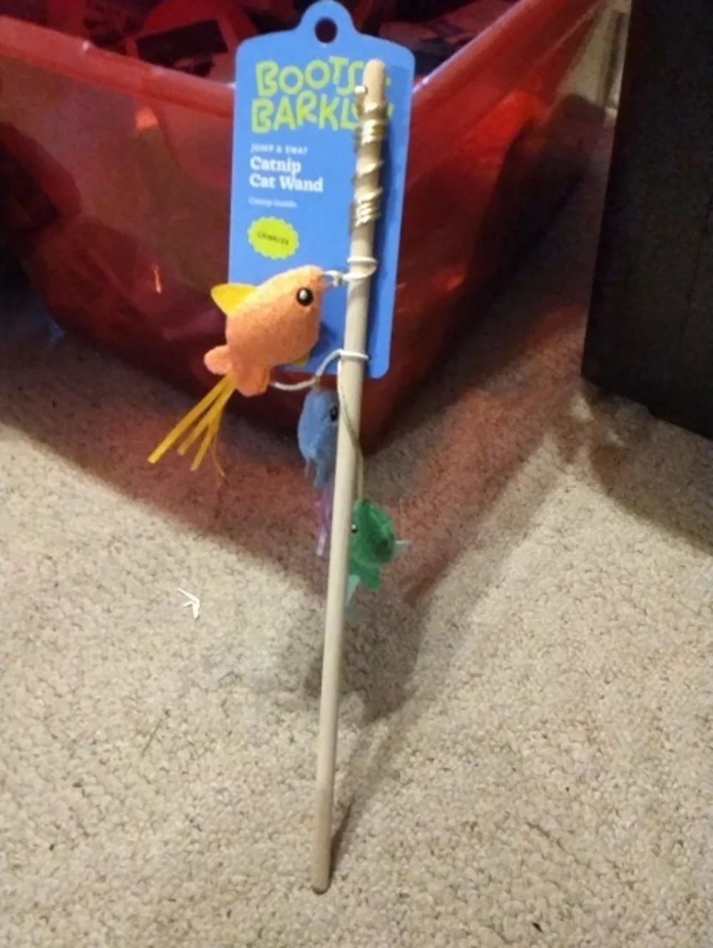Boots & Barkley Orange, Blue & Green Catnip Fish Wand Toy